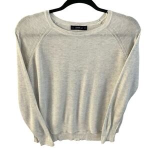 Zara Knit Long Sleeve Top In Off White Size Small